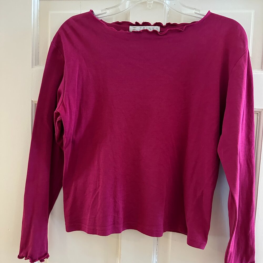 Zrinka Long Sleeve Fuschia Cotton Shirt size Med